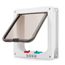 Cat Flap Pet Door Wall-Mounted 4-Way Locking Plastic Door for Cats and Small Dogs, 19x19.8x2cm, 4-12.5kg Weight Capacity