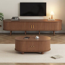 TV Stand + Coffee Table 2 Set, Dark Walnut, 175*40*42cm + 100*50*40cm