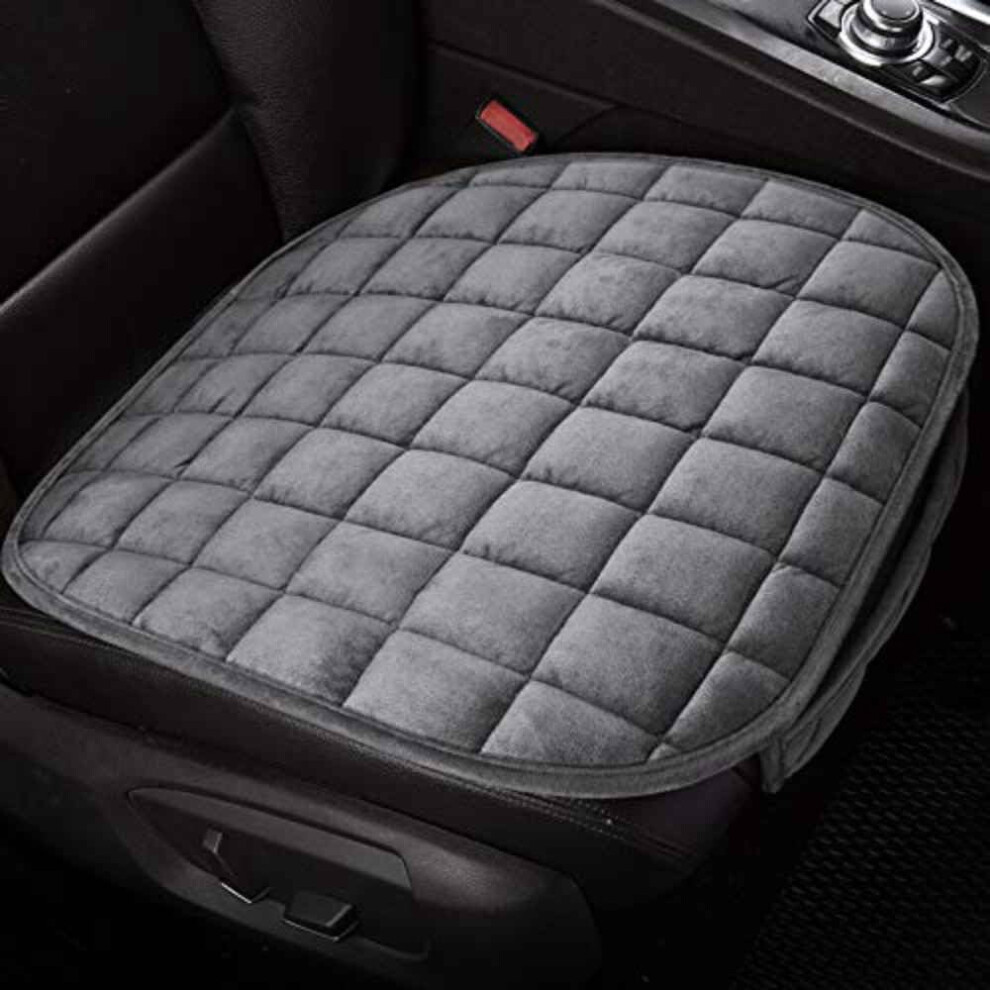 Soft Car Seat Cover, Plush Cushion Protector Mat For Sedan, Hatchback, Suv - Rear Seat Bottom Cover With 2 Front Seat Covers Gray 6038364227065