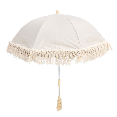 Lightweight Beige Parasol with Strong Clamp for Strollers and Chairs
