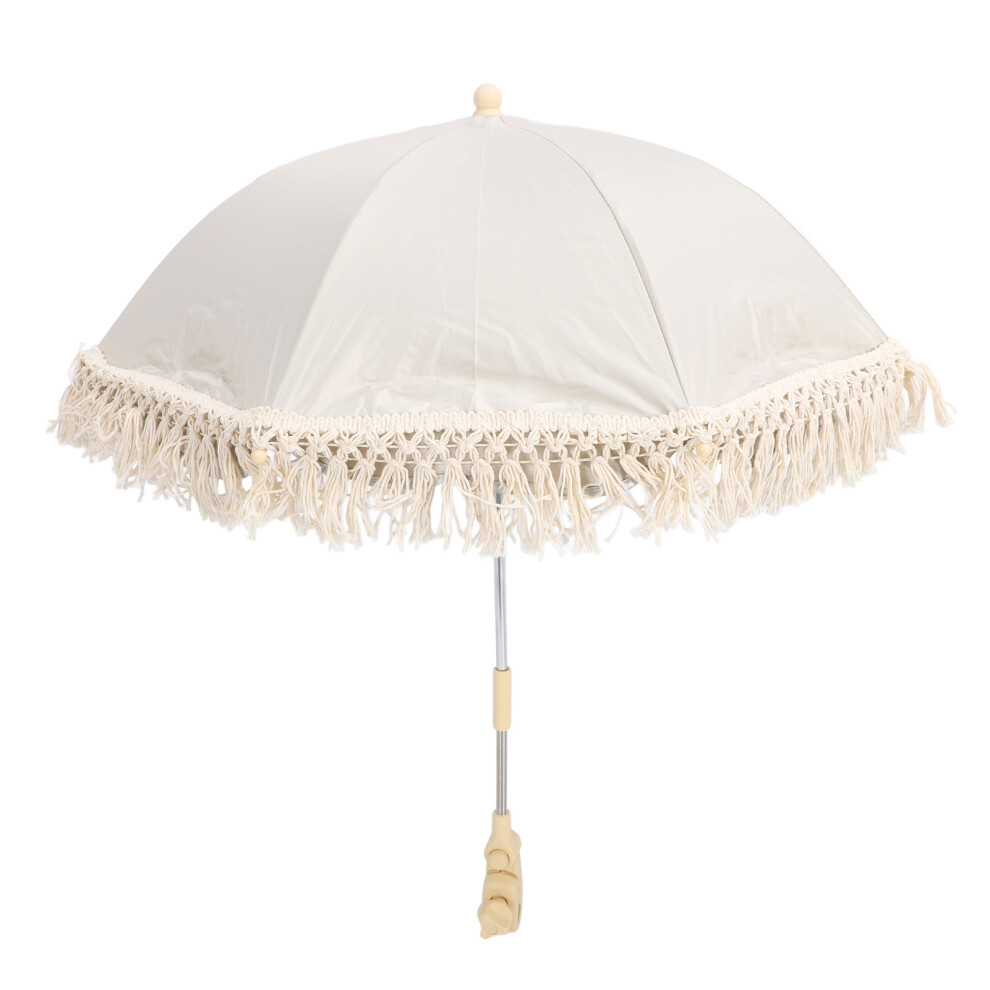 Lightweight Beige Parasol with Strong Clamp for Strollers and Chairs