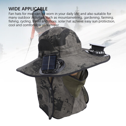 Breitkrempiger Solarventilator-Hut 800 mAh Einheitsgröße Armeegrün 2