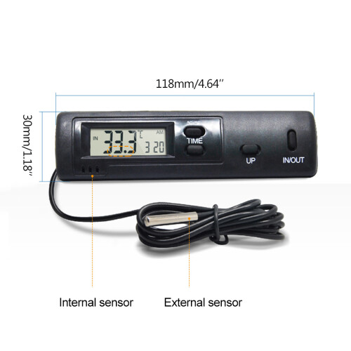 Car Digital Thermometer LCD Display In Out Clock Household 2