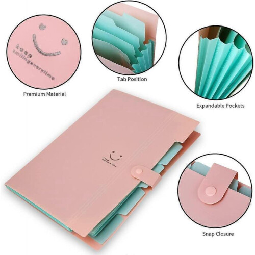 Expandable Portable Document folder, A4 document folder, A4 folder, 5 compartments Handheld folder 2