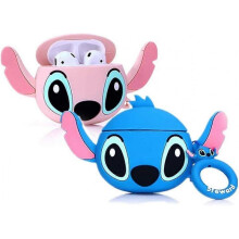Cartoon Wireless Earphone Cover Apple Airpods 1&2 Cover, Silicone Cover for Couples Souvenirs (Pink)