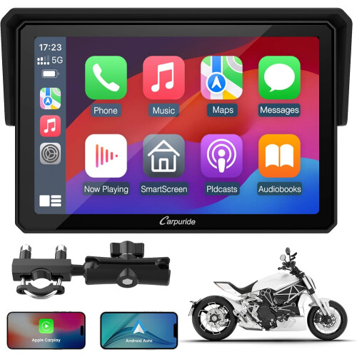 Carpuride W502 Motorcycle CarPlay Screen， CarPlay and Android Auto