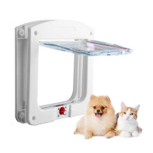 Cat Flap for Cats and Small Dogs, 4 Way Closure Pet Door, White Fly Screen Door, Size Small