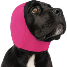Dog Bath Earmuffs Waterproof Ear Protection Cover for Dogs, Noise Reduction, Adjustable Size L, Pink, Breathable Material