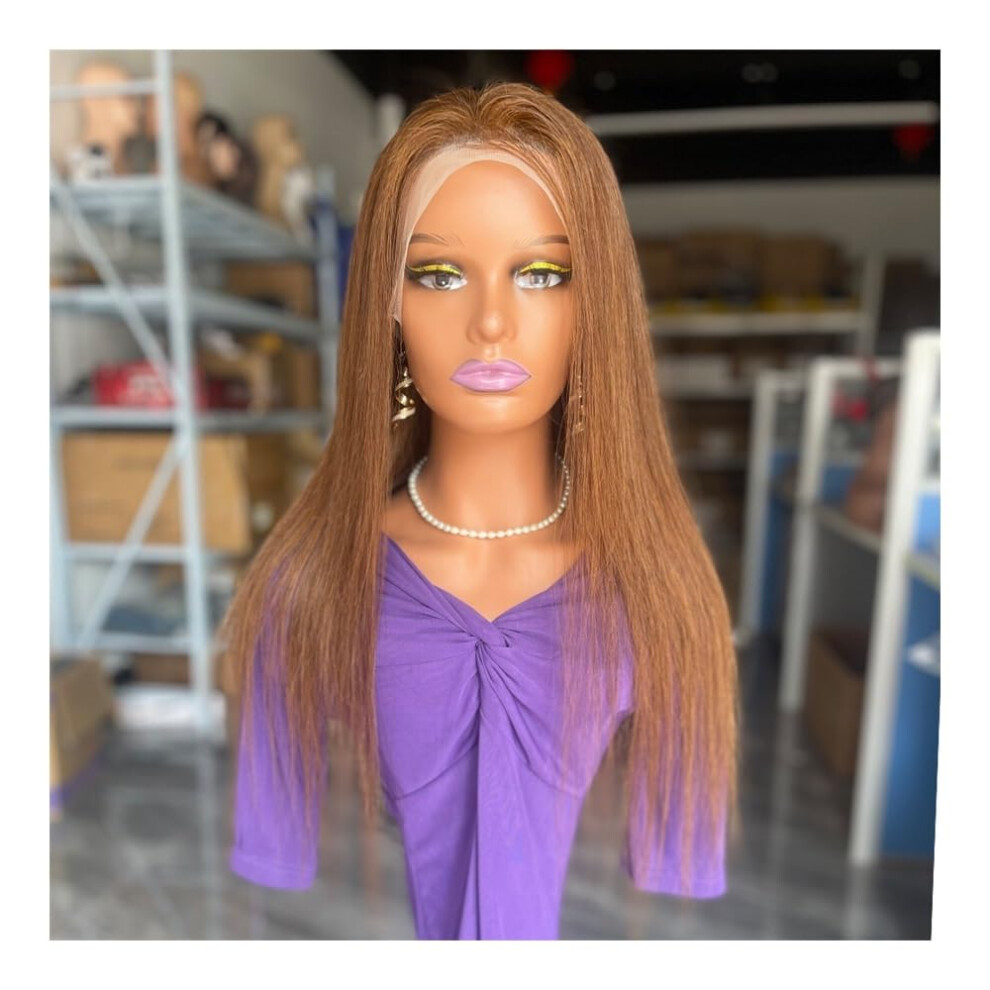 Brown Straight Hair 13x4 Lace Frontal Wig 30 Inch 150% Density Brazilian Virgin Human Hair Chocolate Color