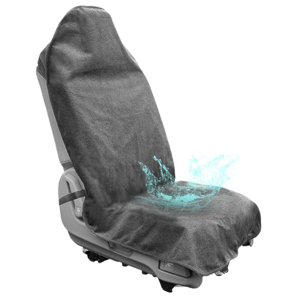 Car Seat Cover 55X29in Towel Fabric Waterproof Breathable Sweat-Resistant Washable For Gym Workout Swimming Hiking Grey 9016109725271