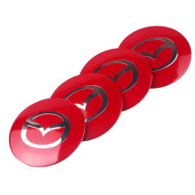 (56mm mazda red) 4pcs 56mm Car Wheel Center Hub Caps Cover Rim Exterior Decals Stickers Badge For Mazda 5 6 Axela CX-5 CX-7 MX-5 Auto Decoration