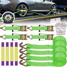 4pcs Wheel Ratchet Strap Recovery Transport Car Truck Vehicle Tie Down