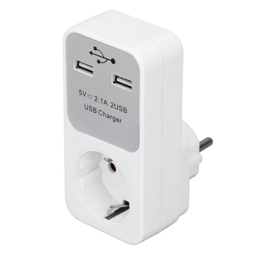 16 A 3680 W Steckdosenadapter mit 2 USB-Anschlüssen PC 1