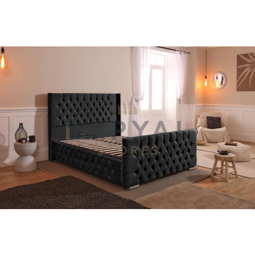 (Single, Black) California Bedframe with Optional Ottoman Storage - Stylish & Practical