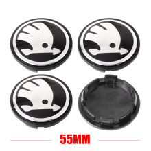 (sliver 55mm) 4pcs 55/65mm Car Original Wheel Center Cover Hub Cap Emblem Replacement For Skoda Octavia Fabia Rapid Yeti Superb A5 A7 VRS VII