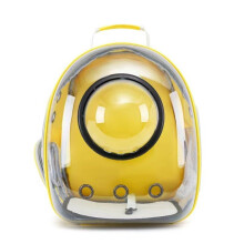 Pet Cat Dog Space Capsule Backpack with Small Window, Portable, Breathable, Large Capacity, Yellow
