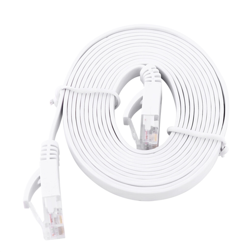 Rj45 Cat6 Ethernet Network Flat Lan Cable Utp White 8320539001906