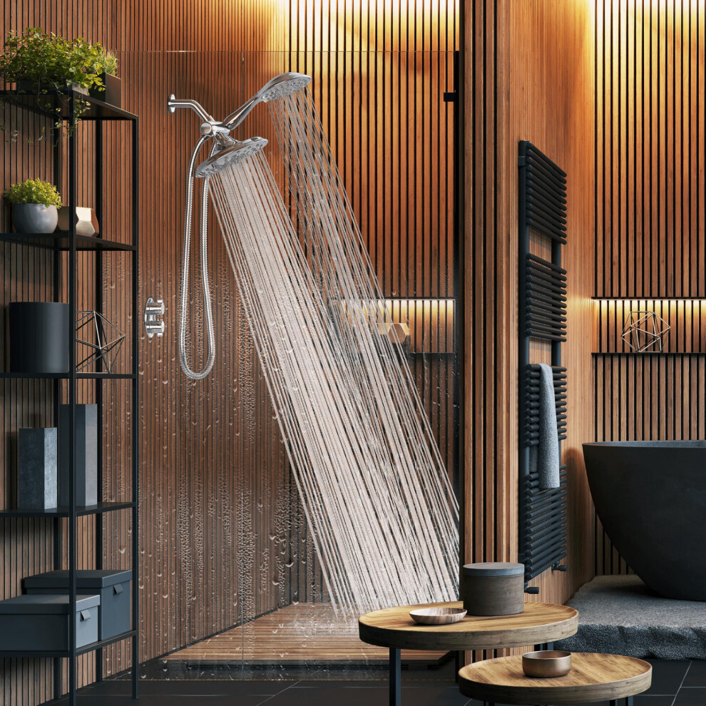 Sparkpod Dual Shower Head - 8'' High Pressure 55-Mode Rain Shower Heads With Handheld Spray Combo - Rainfall Handheld & Dual Mode - Easy Install 3-Wa Black