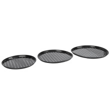 3-teiliges Set aus Pizzaböden aus Carbonstahl, antihaftbeschichtete runde Platten, 24-32 cm
