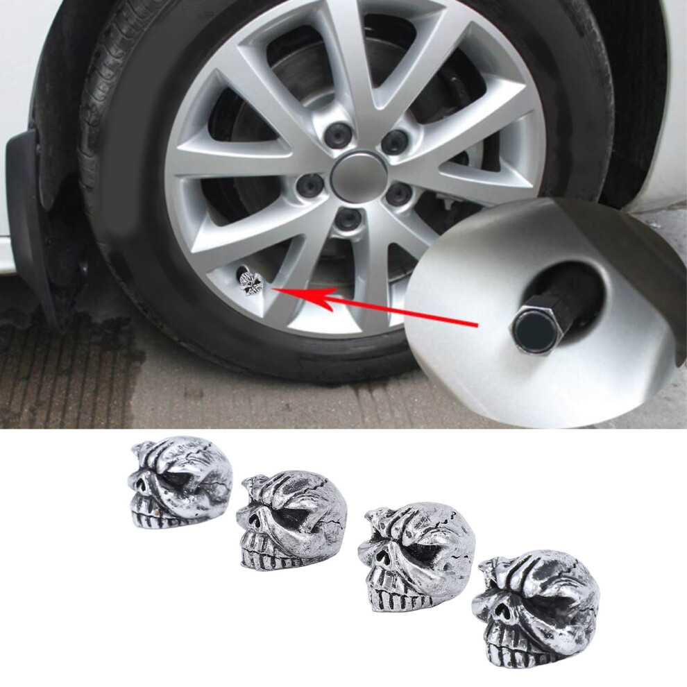 4Pcs Skull Style Car Truck Bike Motorcycle Tire Valve Stem Caps Abs+Metal 4261347951929
