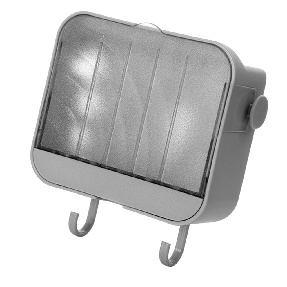 Wall-Mounted Soap Holder with Lid, Dustproof, Gray, 12.5x4.6x11cm-image-OPC-PKDFRBK-NEW