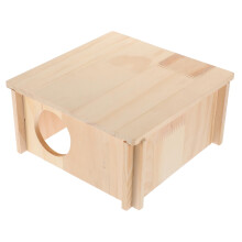 Multi-Chamber Hideout Hamster Maze Wooden Guinea Pig Habitat 2-Level Sleep Play Cage for Small Pets