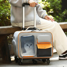 Rolling Pet Carrier with Wheels, Large Cat and Dog Backpack, Waterproof Travel Bag for Pets, Adjustable Straps and Mesh Ventilation