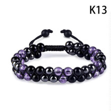 Triple Protection Bracelet, Tigers Eye Black Obsidian and Hematite Beads Bracelet for Men Women Amethyst Crystal Jewelry Healing Bracelets