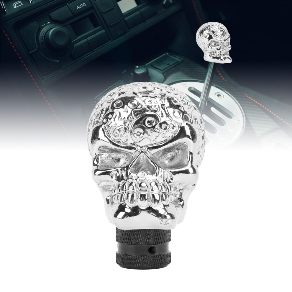 Resin Skull Shift Knob For Manual & Automatic Cars, 15Mm Inner Silver 6931347956764