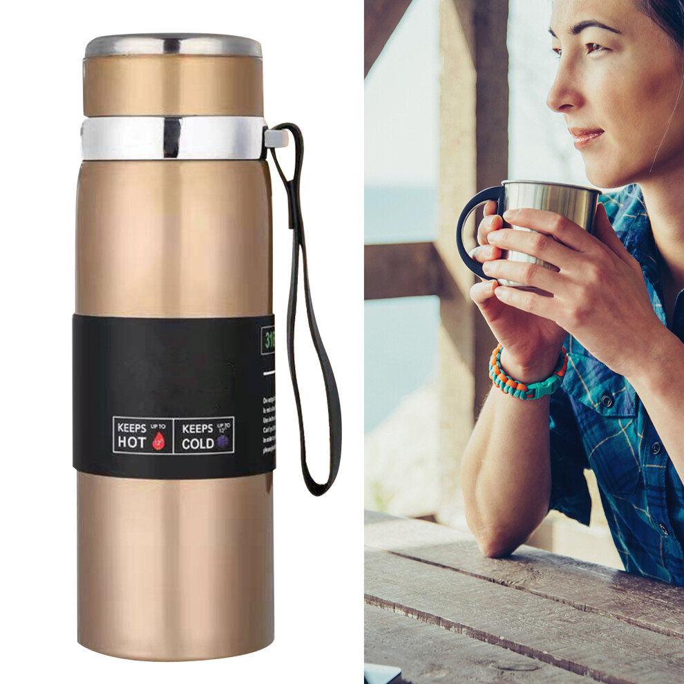 Large 1000ml Stainless Steel Vacuum Insulated Sports Water Bottle Champagne Gold-image-OPC-PKDFVGR-NEW