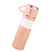 Set di borracce in acciaio inox rosa da 500 ml con 3 tappi, 23,5 x 6,5 cm