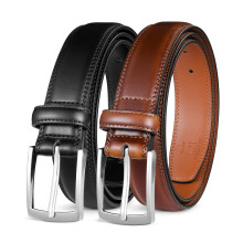 MILORDE leren herenriem 2-pack handgemaakt 100% rundleer mode en klassieke ontwerpen voor werk, zakelijk en casual (2-pack-zwart101/bruin103-46)