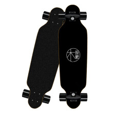 Longboard Skateboard Mini 80 cm Cruiser 8-Layer Maple Wood ABEC-7 Bearings for Kids and Adults Black with Large Wheels