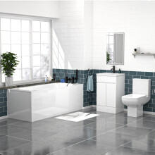 Nes Home 500mm Handleless White Vanity, Rimless Square Toilet And Bath