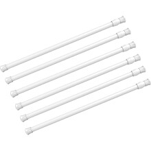 6 stuks veerspanning gordijnroede 21-38 inch verstelbare uitbreidbare druk witte gordijnspanning staven voor keuken badkamer raam thuis