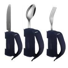 Eating Utensils for Disabled People, 3-Piece Adaptive Utensils Set with Non-Slip Handles for Seniors and Elderly Eating Needs