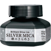 Kuretake Silver MICA-inkt voor dippen Brush Artist Non Toxic Paints Metallic 60 ml Ideaal voor illustratie Belettering Tekenen Schrijven schetsen op