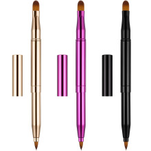 Toodoo 3-stycken Lppborste utdragbar lppstiftfoderborste Lppstift Dual-End Foundation Makeup Brush med Cap Travel Applicators