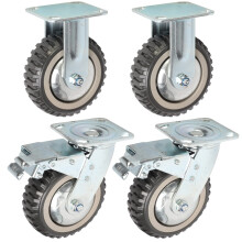 tonchean 6 Inch Caster Wheels Heavy Duty Polyurethane Offroad Casters Set of 4 Swivel Plate Caster with 2 Brake Industrial Locking Wheels  Load Bearin
