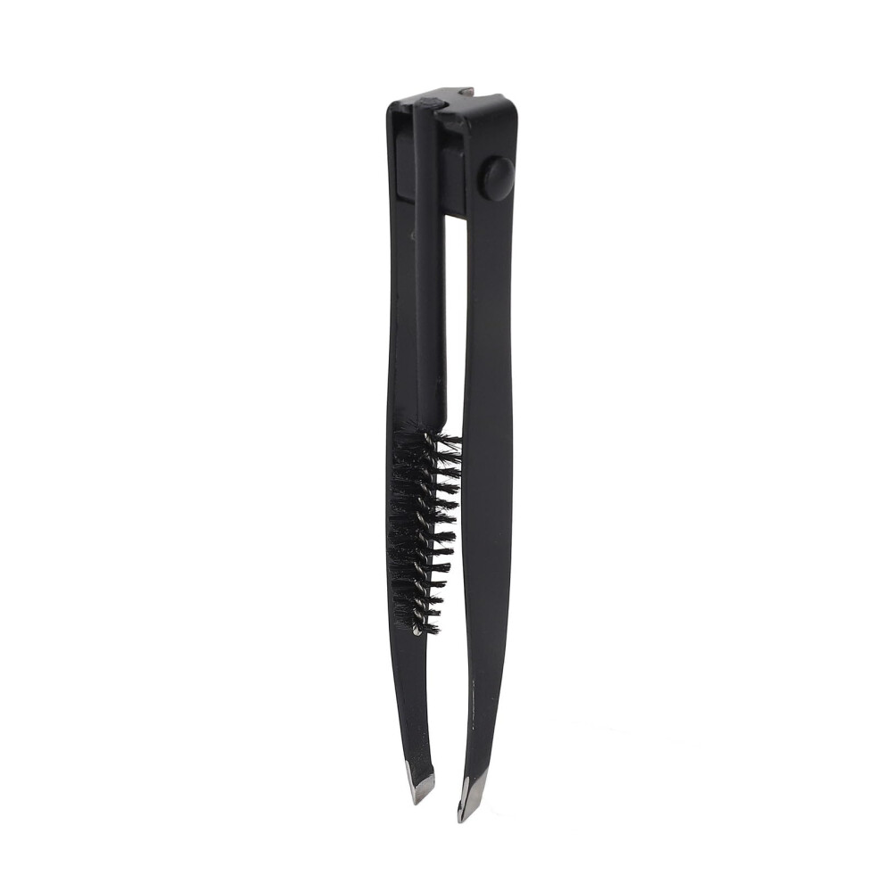 Black Multifunctional Eyebrow Tweezer With Comb 2 In 1 Eyebrow Grooming Tool For Facial Hair And Eyelash Styling