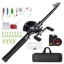 Tragbarer teleskopischer Angelruten- und Rollen-Set für Salzwasser, 210 cm