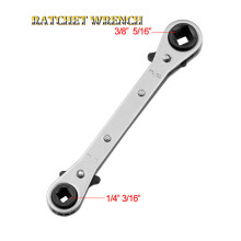 3/16" 1/4" 5/16" 3/8" Double End Ratchet Wrench Air-110g Silver