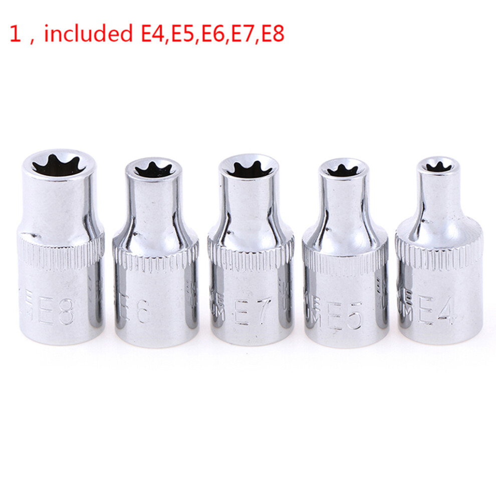 E4 E5 E6 E7 E8 Socket Wrench Torx Star Bit External- Silver 7754000110056