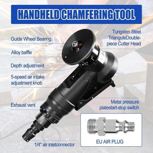 Compact Pneumatic Chamfering Tool Adjustable Speed Lightweight Design for Small Jobs Precision Metalworking 2