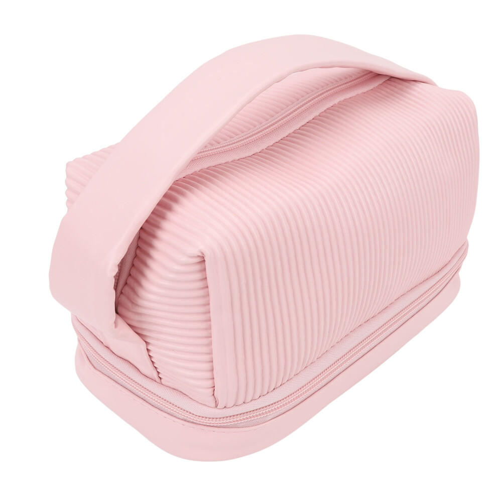 Pink Large Double Layer Waterproof Makeup Bag 25X14.5x14cm