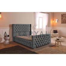 (King, Grey) California Bedframe with Optional Ottoman Storage - Stylish & Practical