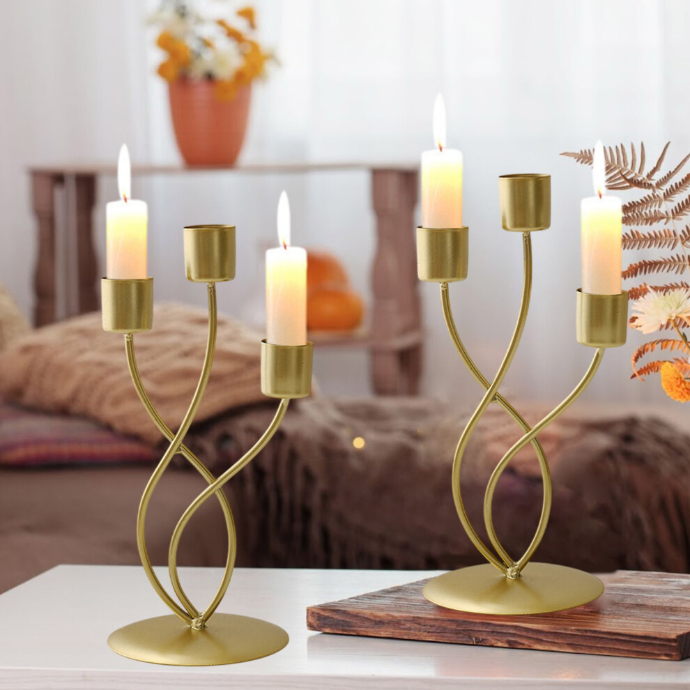(Gold) Candlelight  Dinner Decorations  Home Romantic Table Decorations  Candle Bend Candle Holders Bent 3 Heads