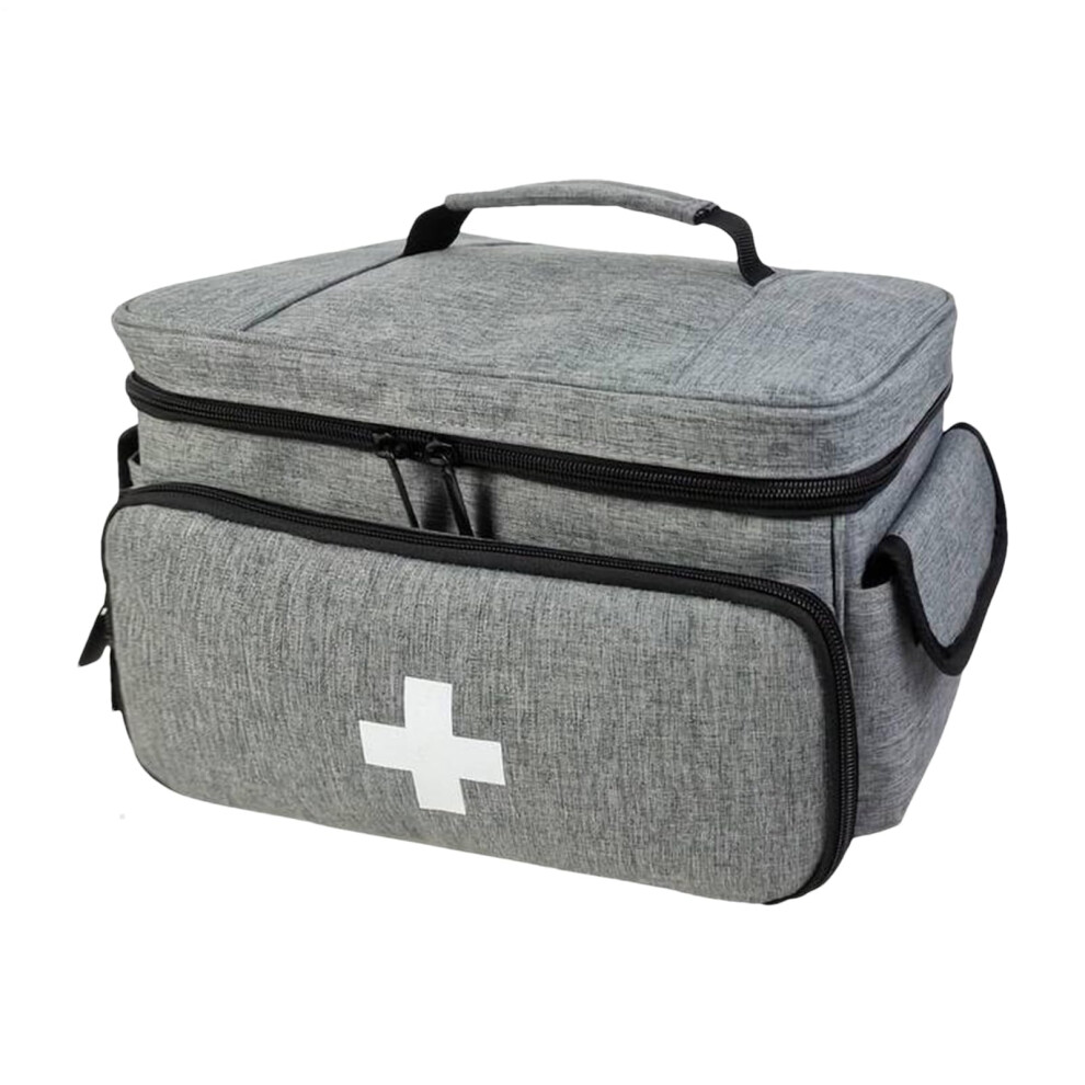 Gray Medicine Storage Bag - Small Waterproof Organizer For Pill Bottles | Home Health Nurse Medical Kit | First Aid Bag