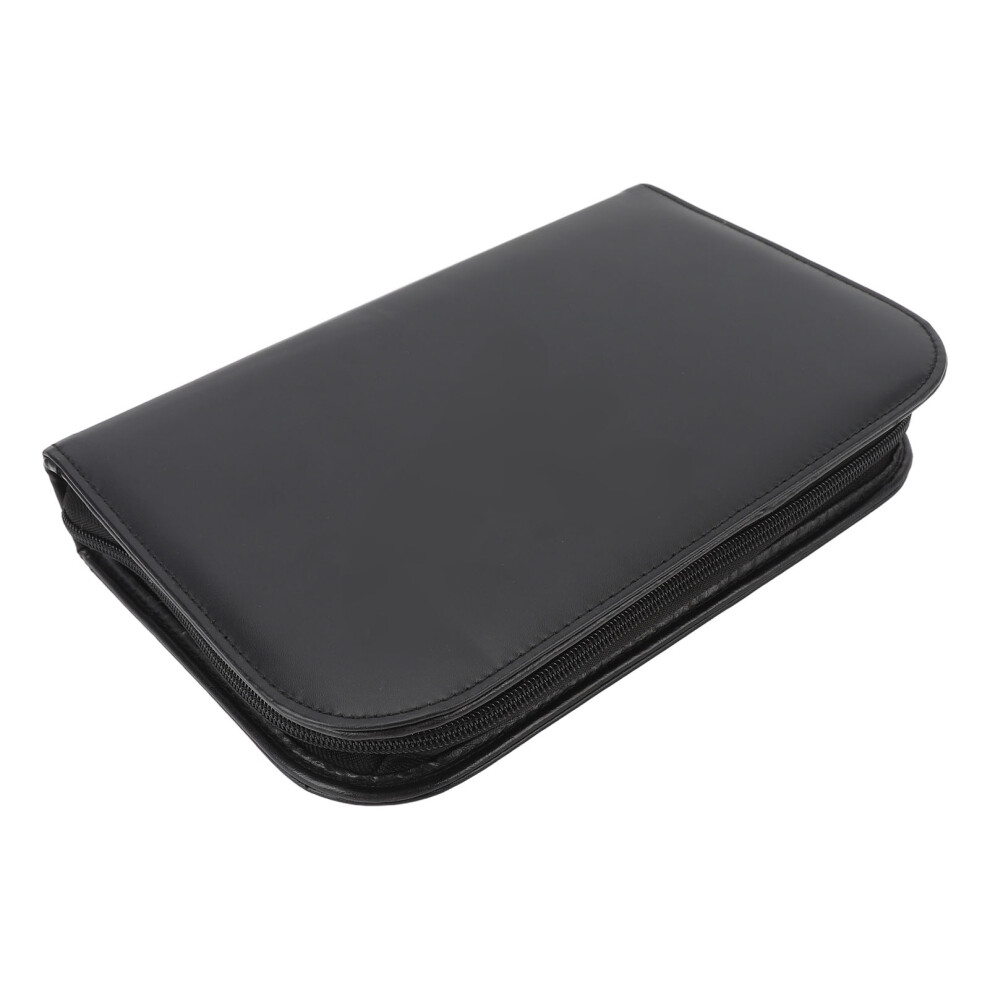 29 Holes Makeup Brush Organizer Bag Large Capacity Foldable PU Leather Black