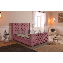 (King, With Ottoman Storage, Pink) California Bedframe with Optional Ottoman Storage - Stylish & Practical